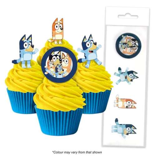 Edible Wafer Paper Cupcake Decorations - Bluey - Click Image to Close
